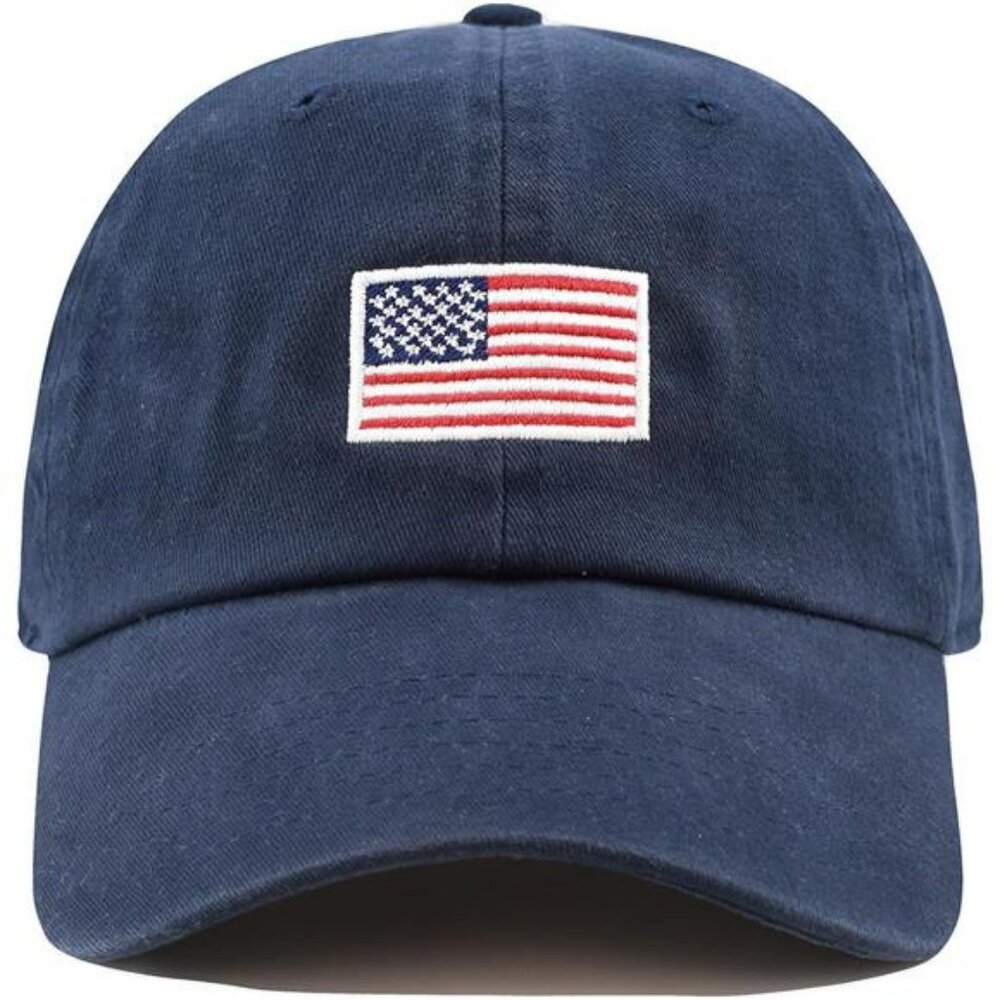 USA Flag Cotton Dad Hat Adjustable Baseball Cap Low Profile Unstructured Cap